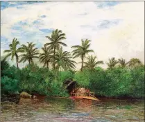  ??  ?? Woodward painted “Fort Dallas” at the mouth of the Miami River during an 1895 visit to the home of Julia Tuttle, who owned much of the land on which modern Miami stands.