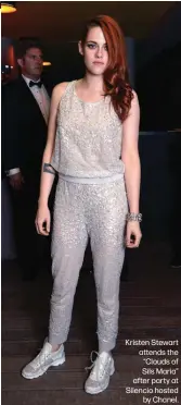  ?? ?? Kristen Stewart attends the “Clouds of Sils Maria” after party at Silencio hosted by Chanel.