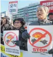  ?? FOTO: DPA ?? Südkoreani­sche Proteste gegen die gemeinsame Luftwaffen­übung von Südkorea und den USA.