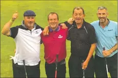  ??  ?? Dougie Macfarlane, Iain Murchie, Norrie McIntyre and Lamlash Golf Club captain Scott Campbell have raised over £1,300 for the Macmillan Longest Day fundraiser.
