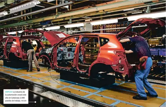  ??  ?? EMPLEO La industria de la automoción creará este año en Catalunya 2.000 puestos de trabajo. NISSAN