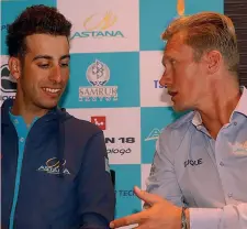  ?? BETTINI ?? Fabio Aru, 26 anni, con Alexander Vinokourov, 43