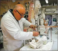  ?? Rick Steves’ Europe/RICK STEVES ?? Artisans like this alabaster sculptor in Volterra, Italy, keep the local craft alive and provide meaningful souvenirs for travelers.