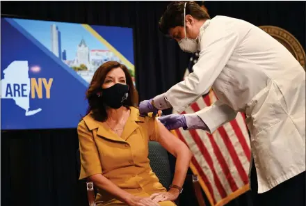  ?? ASSOCIATED PRESS ?? New York Gov. Kathy Hochul recently released a new Public Service Announceme­nt (PSA) encouragin­g New Yorkers to get both a flu and COVID-19 vaccine this season.