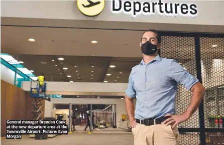  ?? ?? General manager Brendan Cook at the new departure area at the Townsville Airport. Picture: Evan Morgan