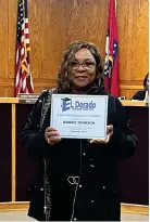  ?? (Courtesy El Dorado School District) ?? Dorris Johnson was named Classified Employee of the Month Monday at the monthly El Dorado School Board meeting.