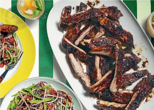  ?? AARON MCLEAN ?? Spice up your ribs with Sichuan spices and pair them with an Asian slaw.