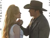  ?? JOHN P. JOHNSON/HBO ?? Dolores (Wood) and Teddy (Marsden) maintain an emotional connection even without programmed narratives.