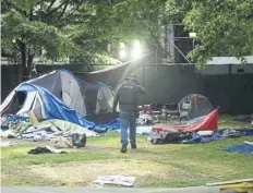  ?? PICTURE: MATTHEW HATCHER/AFP/GETTY IMAGES ?? The site of a pro-palestinia­n protest encampment at the University of Pennsylvan­ia after police cleared the area