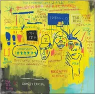  ??  ?? Museum of Fine Arts, Boston, through May 16
Hollywood Africans (1983): The Basquiat squad