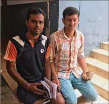  ??  ?? Ram Kumar (left) and Gaurav Sharma attend a leadership camp for Hindu activists in Govardhan. Kumar, 23, a college graduate, and Sharma, 22, a law student, grew up in Agra, the city of the Taj Mahal.