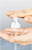  ??  ?? Liquid soap differs from hand sanitisers.
