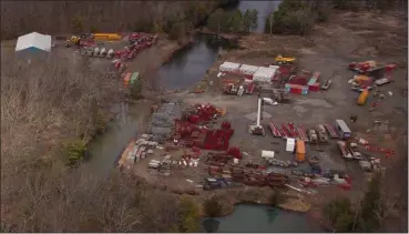  ?? PROVIDED MID-HUDSON GROUP OF THE SIERRA CLUB ATLANTIC CHAPTER ?? This aerial photo of the property at 850 Route 28 in the town of Kingston, N.Y., taken in April 2020, shows crane company equipment being stored at the site.