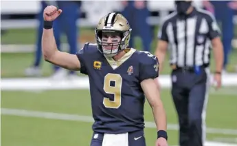  ?? AP ?? Saints QB Drew Brees, the NFL’s leader in career completion­s and passing yards, retired after 20 seasons.