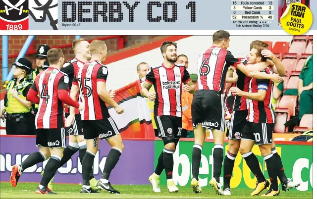  ?? PICTURES: PSI/Ian Lyall ?? CHEERS: Sheffield United celebrate Billy Sharp (10) scoring their opener