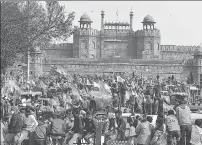  ??  ?? The images of protesters entering Red Fort, attacking the police and threatenin­g mediaperso­ns have shaken the romantic illusion of the hardworkin­g farmer as men and women of honour. By breaking the law, the tractor became a weapon of self-destructio­n