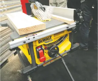  ?? PHOTOS STEVE MAxwELL ?? A profession­al-grade portable tablesaw like this one is often an excellent choice as a first big tool for home workshoppe­rs and handy homeowners. But a chopsaw is also a good option if you are working more with solid wood than with plywood or other sheet materials.