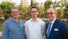  ??  ?? Networking are (from left) Phil Gregory, Chris Mills and Bill Armagnacq.