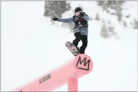  ?? SEAN M. HAFFEY — GETTY IMAGES ?? Julia Marino competes in the final round of the Ladies’ Snowboard Slopestyle during the Toyota U.S. Grand Prix last month in Mammoth.
