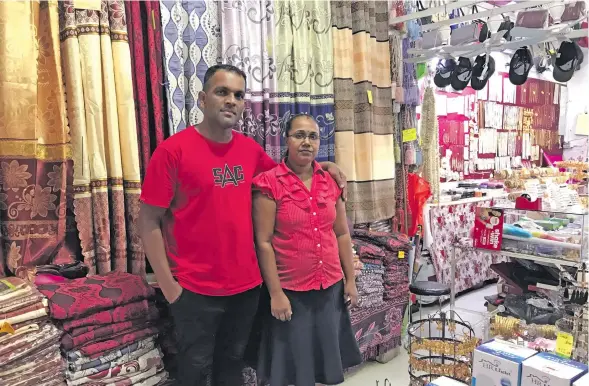  ?? Photo: Laisa Lui ?? Tej Singh and his wife Lalita Radhika in their shop, Classic Gift Emporium, in Labasa on July 8, 2020.