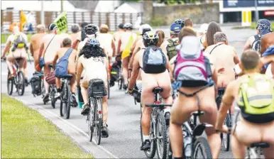 ??  ?? A past naked bike ride through Canterbury