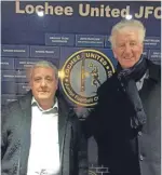  ??  ?? Former Lochee United ball boys Alan Snee and Dave Brannan were back at Thomson Park.