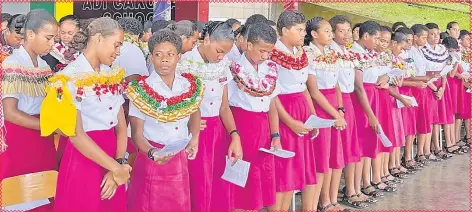  ?? Picture: ANA MADIGIBULI ?? There were about 100 prefects inducted as leaders during the Adi Cakobau School investitur­e event last week.