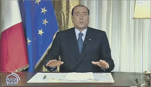  ?? Picture: AP ?? Ever the showman: Silvio Berlusconi delivered a defiant video message announcing the relaunch of his Forza Italia political party