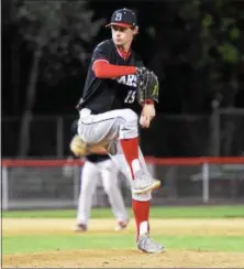  ?? AUSTIN HERTZOG - DIGITAL FIRST MEDIA ?? Boyertown pitcher Noah Kurtz delivers in the PAC championsh­ip game Friday at Boyertown.