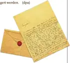  ??  ?? Diesen Brief hat die Klassik-Stiftung ersteigert. Foto: Candy Welz, dpa