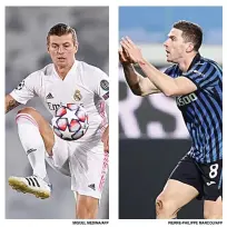  ??  ?? NOMOR 8 JERMAN: Gelandang Real Madrid Toni Kroos dan wingback kiri Atalanta BC Robin Gosens bakal berhadapan di Gewiss Stadium dini hari nanti.