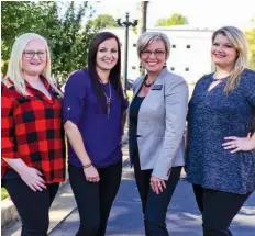  ?? PHOTO BY KELVIN GREEN/THREE RIVERS ?? The staff of Merchants and Planters Bank’s Searcy branch includes Haley Shanks, from left, teller; Karlee Taylor, loan assistant;Tammara Ford, manager; and Alyson Eaves, teller.