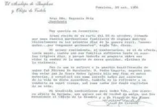  ??  ?? Carta de contestaci­ón del obispo Cirarda en 1986.