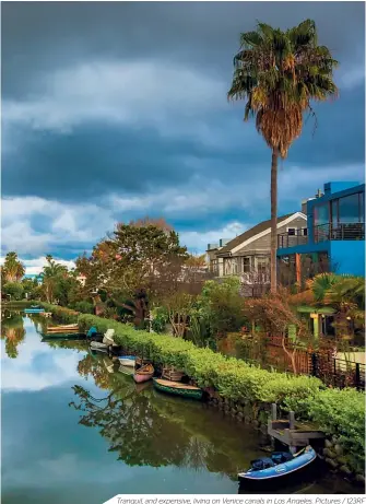  ??  ?? Tranquil, and expensive, living on Venice canals in Los Angeles. Pictures / 123RF