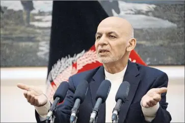  ?? Noorullah Shirzada AFP/Getty Images ?? AFGHAN President Ashraf Ghani declared a conditiona­l three-month cease-fire after a spate of bloodshed.