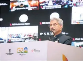  ?? ANI/PIB ?? Minister for external affairs S Jaishankar addresses the University Connect program on G20 in New Delhi.
