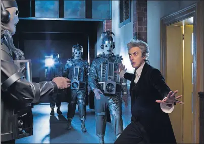  ?? [BBC AMERICA] ?? The Doctor (Peter Capaldi), threatened by the Mondasian Cybermen Q: A: Q: