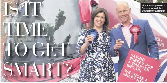  ??  ?? Kirstie Allsopp and Phil Spencer kick off their smart meter campaign