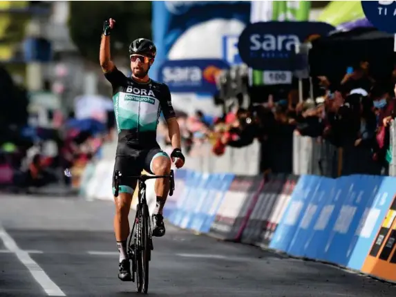  ?? (EPA) ?? Peter Sagan celebrates as he wins stage 10 in Tortoreto