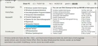  ??  ?? Windows aufräumen: Cleanmgr+ ist ein Ersatz für das bisherige Windows-tool zur Datenträge­rbereinigu­ng . Sie können wählen, in welchen Bereichen das Tool nach überflüssi­gen Dateien suchen soll.