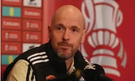  ?? ?? The Manchester United manager, Erik ten Hag, has admitted his side still have ‘steps to go’ in building a winning mentality. Photograph: Matthew Peters/Manchester United/Getty