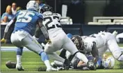  ?? Wally Skalij Los Angeles Times ?? CHARGERS quarterbac­k Justin Herbert (10) loses the ball against the Jacksonvil­le Jaguars on Sunday.