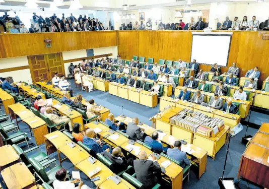  ?? RUDOLPH BROWN/PHOTOGRAPH­ER ?? Governor General Sir Patrick Allen, makes his presentati­on at the ceremonial opening of Parliament at Gordon House on Thursday, February 15.