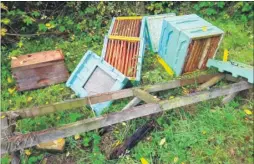  ??  ?? The vandalised beehives in Hothfield