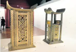  ?? ?? The 19th century Throne of King Ghezo, left, and Throne of King Glele, from Benin, are pictured at the Quai Branly – Jacques Chirac museum.