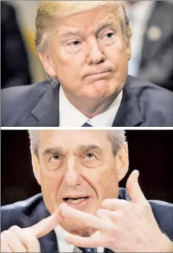  ??  ?? CHOPPING BLOCK: President Trump is said to be considerin­g firing Robert Mueller, but The Post’s Michael Goodwin suggests holding off.