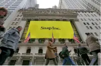  ?? AP ?? Snap is the largest American technology company to make a market debut since Facebook in 2012. —