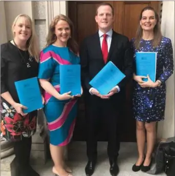  ??  ?? Chair of Oireachtas Committee on Children and Youth Affairs on Childhood Obesity Committee Deputy Alan Farrell, Senator Catherine Noone with Ms Amanda Mc Cloat, Head of Home Economics, St Angela’s College, Sligo and Dr Elaine Mooney, Lecturer in Home Economics, St Angela’s College, Sligo.