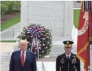  ?? ALEX BRANDON/AP ?? President Donald Trump honors the nation’s war dead at the Tomb of the Unknown Soldier.