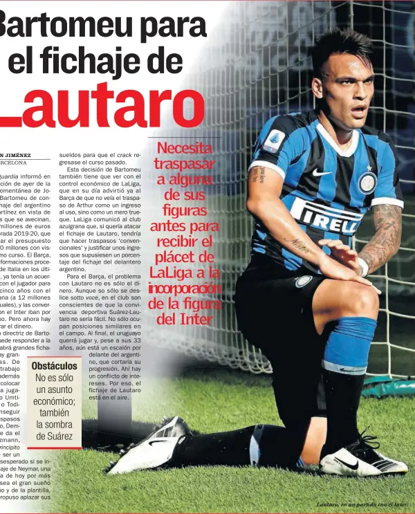  ??  ?? Lautaro, en un partido con el Inter.